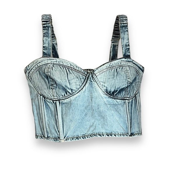 NEW Live 4 Truth Jean Cropped Tank Top Scrunched Back Women’s Size Small - Picture 6 of 8